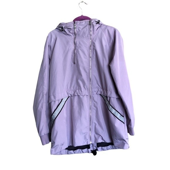 Y2K Express Jacket L Windbreaker Hood Zipper Reflective Outdoors Camping Walk - Picture 2 of 7